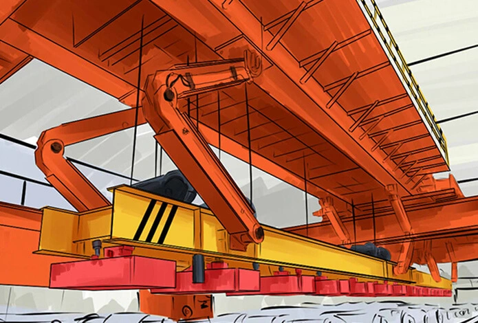 electric magnet overhead crane with rotating carrier-beam