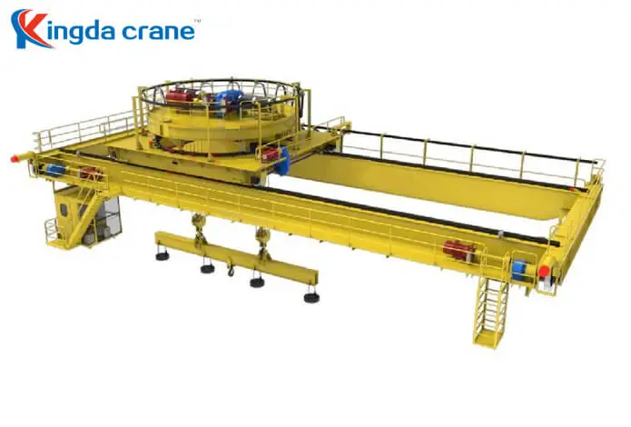 slab and billet handling electromagnet crane with slewing trolley