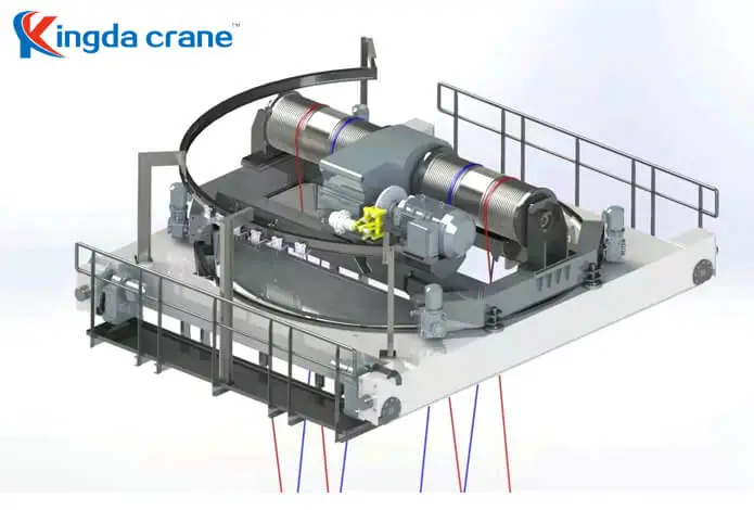 slab and billet handling electromagnet crane with slewing trolley